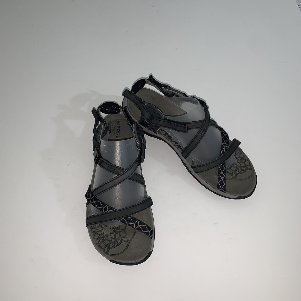 Merrell Sandals Womens Size 8 Black QForm Strappy Outdoor Comfort J57598